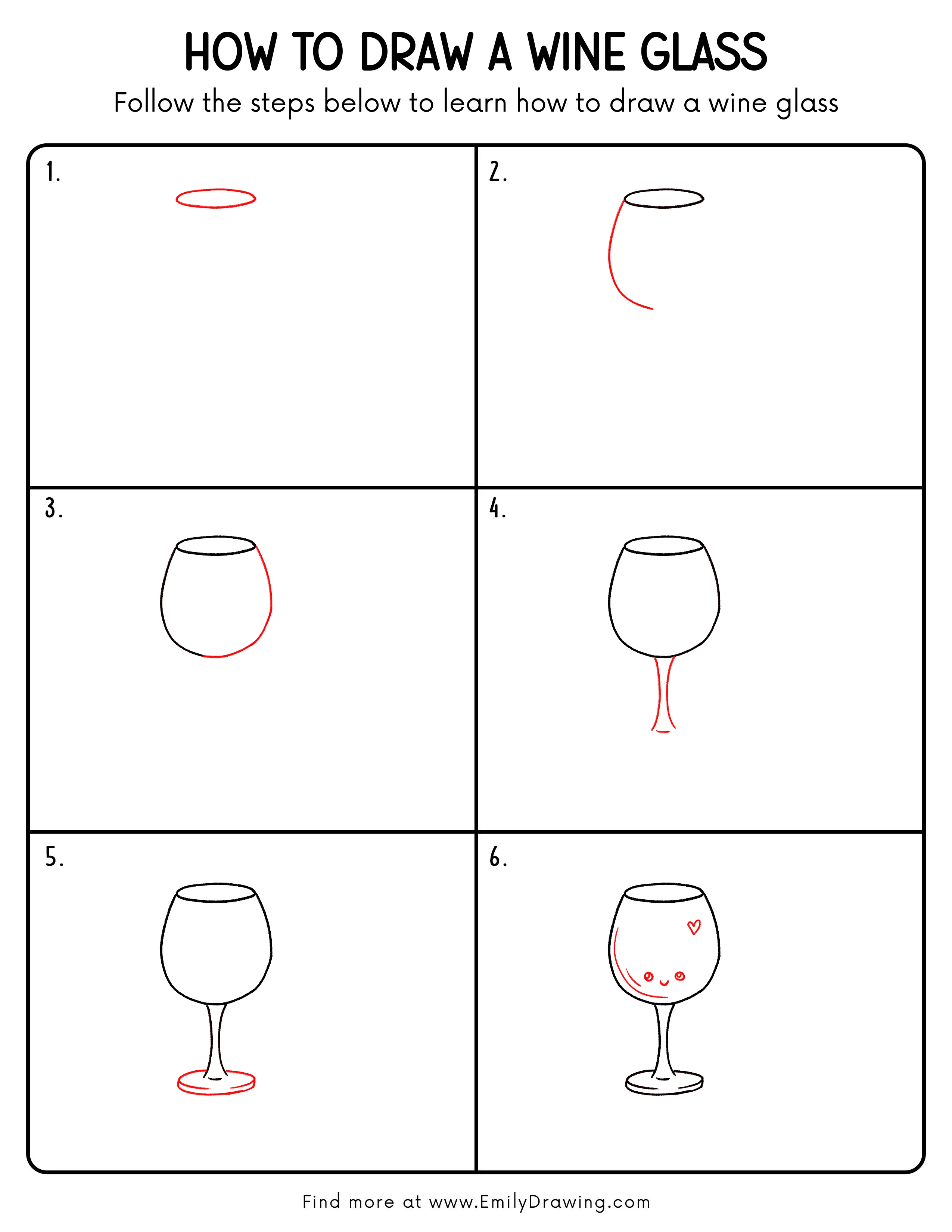 Printable Wine Glass Drawing Guide